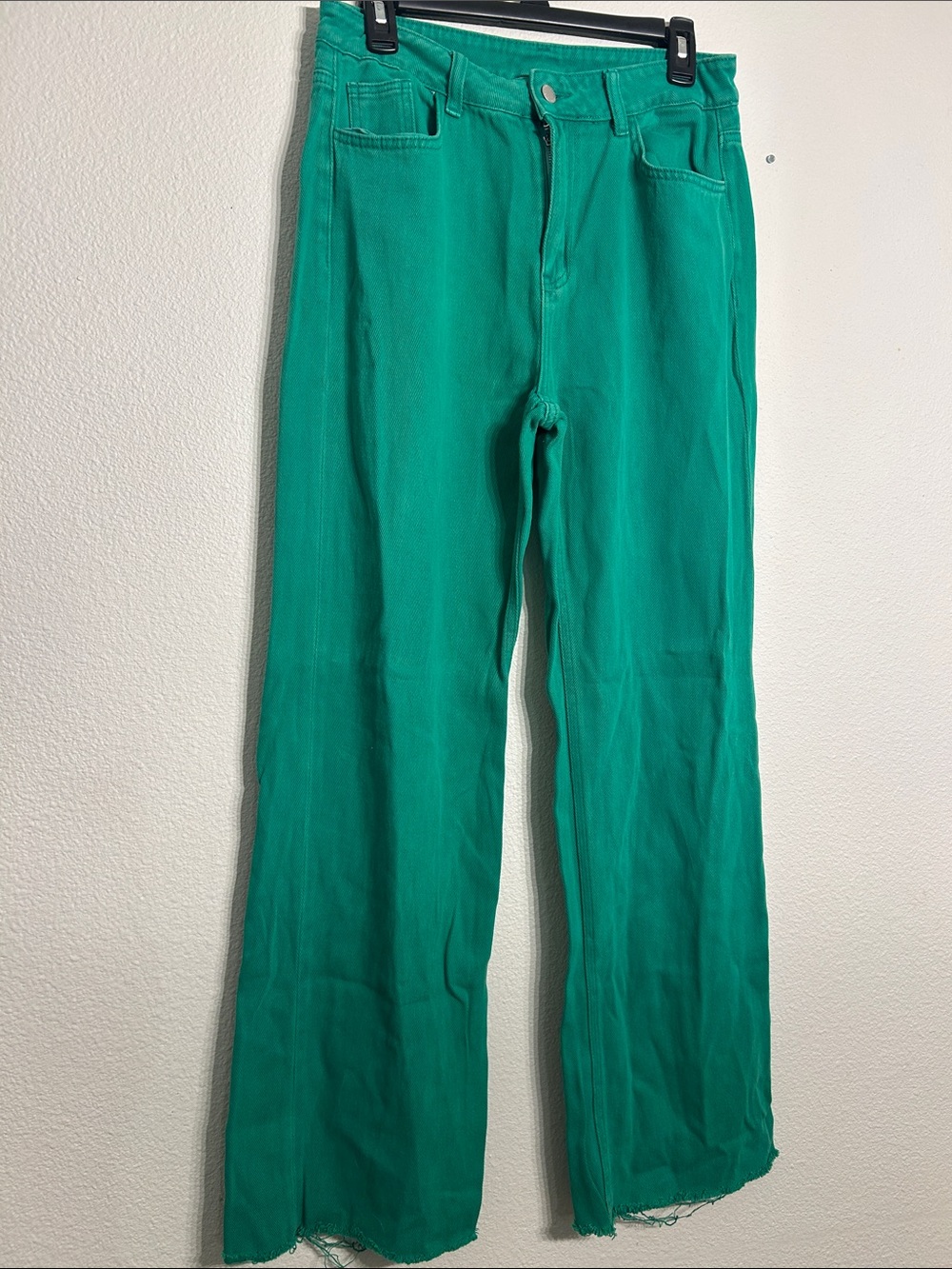 Women's Wide Leg Jeans in Emerald Green